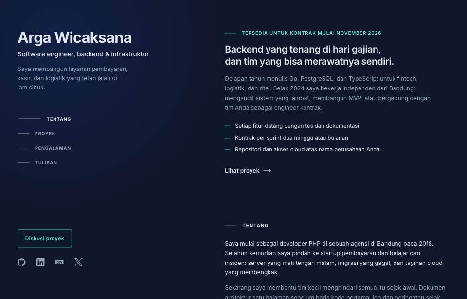 Tampilan template Kolom menempel di layar komputer