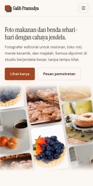 Tampilan template Jurnal foto di ponsel