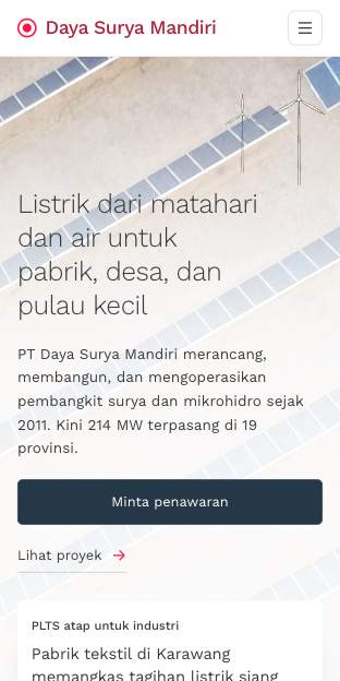 Tampilan template Energi putih tenang di ponsel