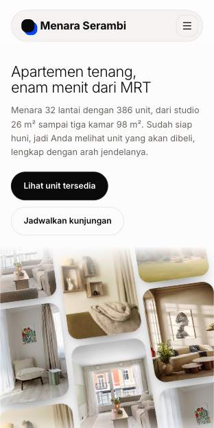 Tampilan template Apartemen gading di ponsel