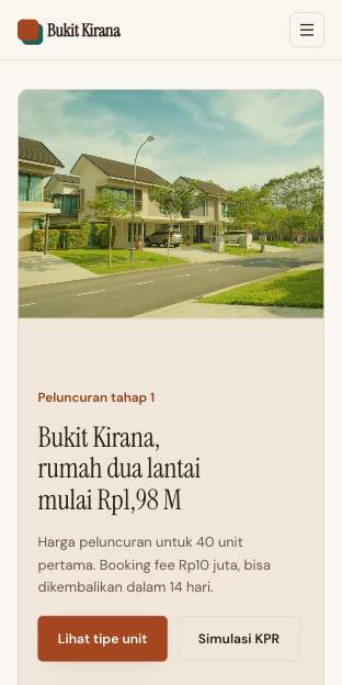 Tampilan template Klaster baru di ponsel