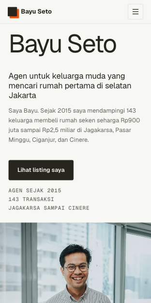 Tampilan template Agen perorangan di ponsel