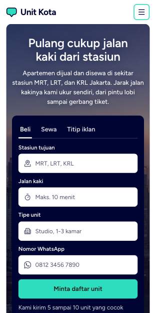 Tampilan template Peta harga di ponsel
