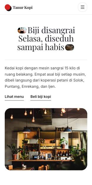 Tampilan template Kedai sangrai di ponsel