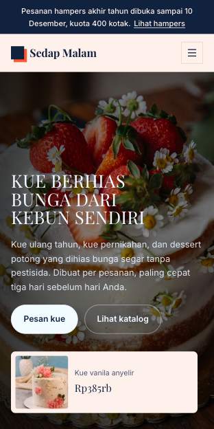 Tampilan template Kue kembang di ponsel