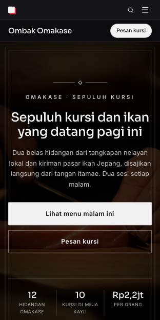 Tampilan template Bar omakase di ponsel