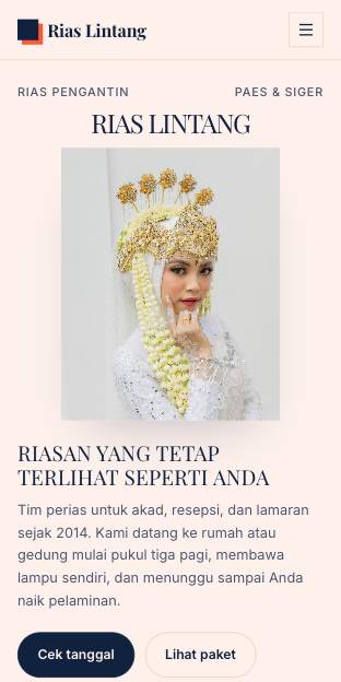 Tampilan template Kembang pengantin di ponsel
