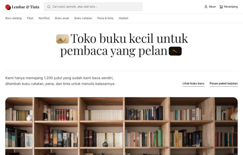 Tampilan template Bata merah di layar komputer