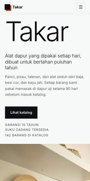 Tampilan template Katalog abu di ponsel