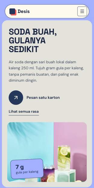 Tampilan template Lembayung di ponsel