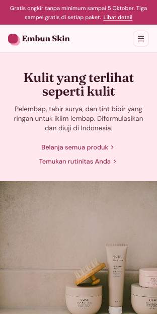 Tampilan template Rona lembut di ponsel