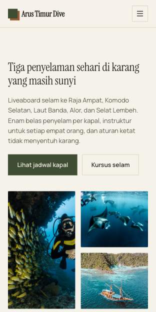 Tampilan template Alam liar di ponsel
