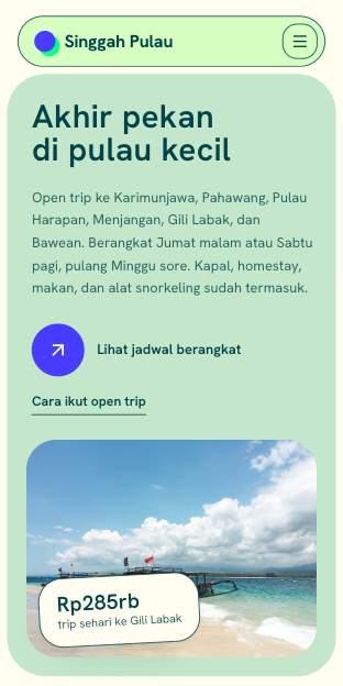 Tampilan template Laguna di ponsel