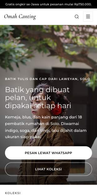 Tampilan template Batik lapang di ponsel