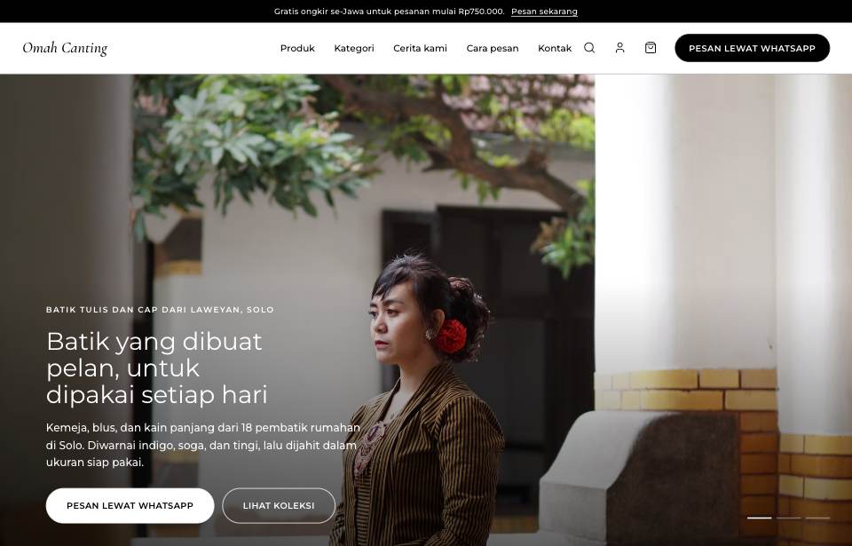 Tampilan template Batik lapang di layar komputer