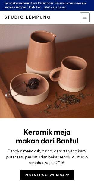 Tampilan template Gerabah di ponsel