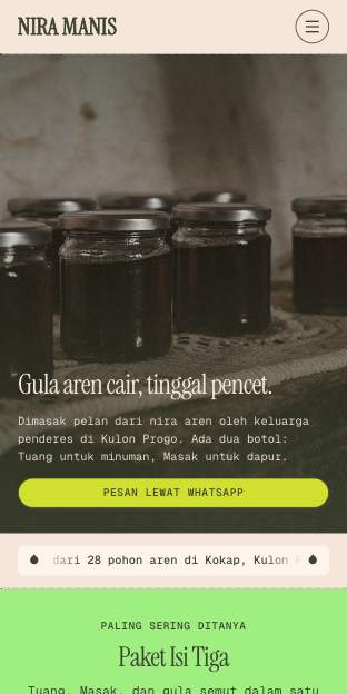 Tampilan template Botol pencet di ponsel