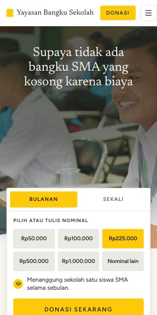 Tampilan template Kotak donasi kuning di ponsel