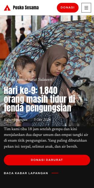 Tampilan template Posko lapangan di ponsel