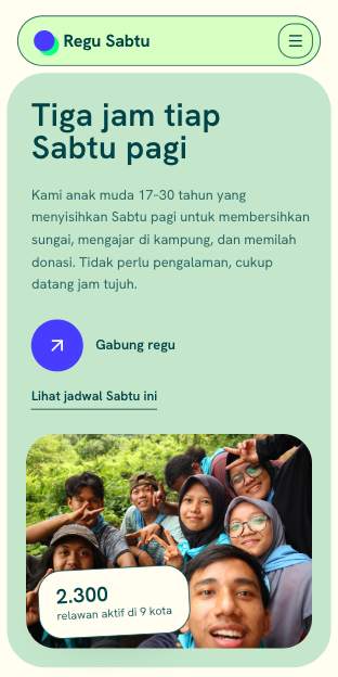 Tampilan template Laguna di ponsel